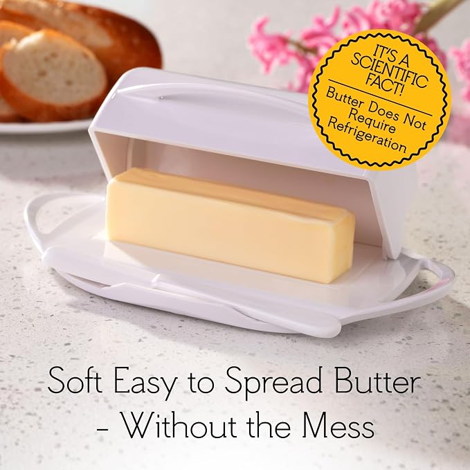 Flip Top Butter Dish with Attached Lid & Matching Knife - Image 6