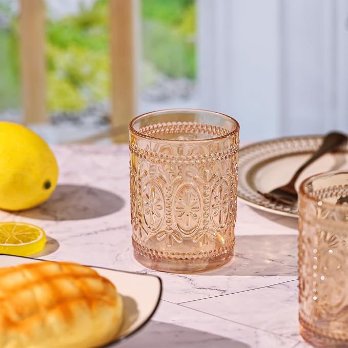 Darlion Amber Glassware, Vintage Drinking Glasses, 10oz Amber Glass Cups | Food - Image 6