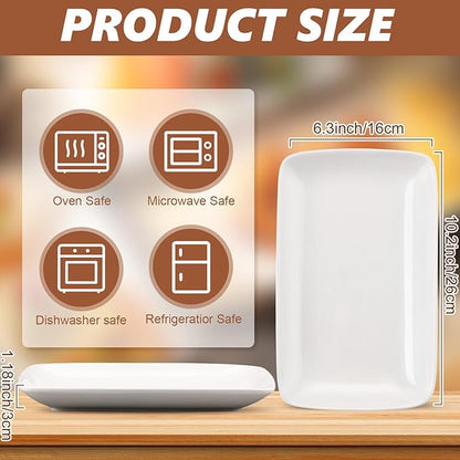 Irenare 16 Pcs 10 Inch Rectangular Salad Plates White Rectangular Porcelain Dessert Plates Appetizer Serving Tray Rectangular Porcelain Platters for Fruit Sushi Dinner Parties, Microwave, Oven Safe