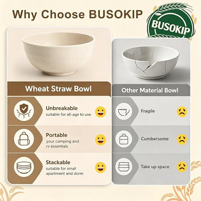 Large Salad Bowls 60oz, Unbreakable Wheat Straw Bowls Sets of 8, Meal Prep Bowls - Image 6