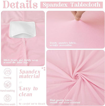 HAISIWLKJ 6 Pack Table Cloth 8ft Pink Tablecloths for Rectangle Folding Table Spandex Fitted Stretch Cover Wrinkle Resistant Washable Protector for Party, Wedding, Banquet, Festival.