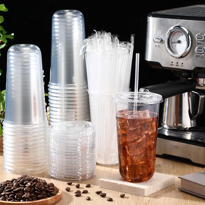 Ziliny 50 Sets 20 oz Clear Plastic Cups - Image 2