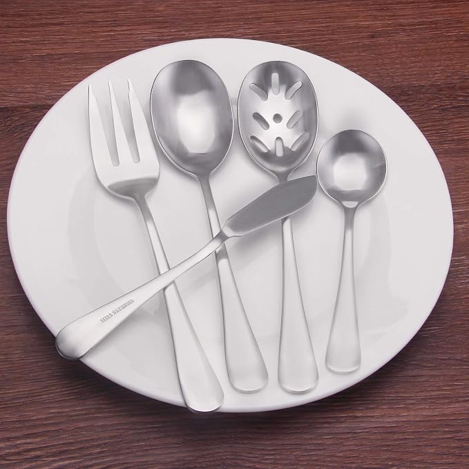 5-Piece 18/0 Stainless Steel Serving Set, sharecook Large Hostess Set - Image 6