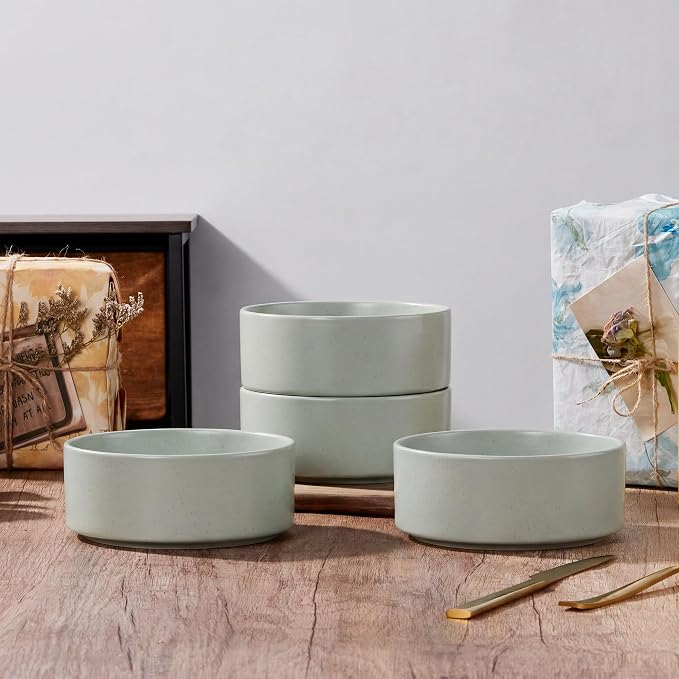 E-far Cereal Bowls Set of 4, 25oz Ceramic Deep Soup Bowls - Image 7