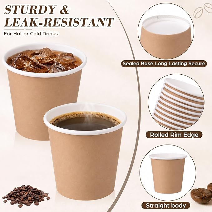 200 Pcs Mini Coffee Cups Brown Culture Cup 2oz Disposable Bathroom Cups Paper - Image 2
