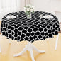 Smiry Round Plastic Table Cloth, Waterproof Vinyl Tablecloth with Flannel Backing for Round Tables, Wipeable Spillproof Tablecloths for Dining, Camping, Indoor and Outdoor (60" Round, Black)