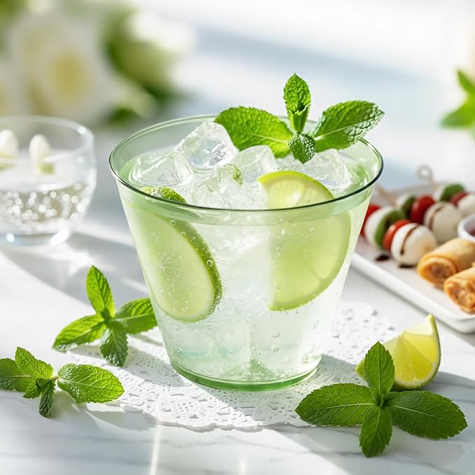 Glowserve 9 OZ Green Disposable Plastic Cups Cocktail Cup 50 Pack | Fancy - Image 7