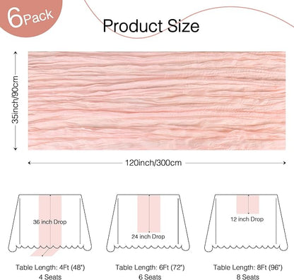 12 Pack Dusty Pink Cheesecloth Table Runner Boho Gauze Home Decor | 120 Inch - Image 2