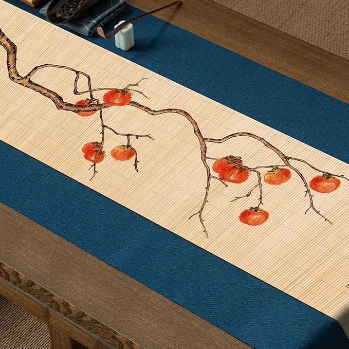 Asian Style Bamboo Table Runner, Ancient Chinese Paintings Zen Table Mat - Image 3