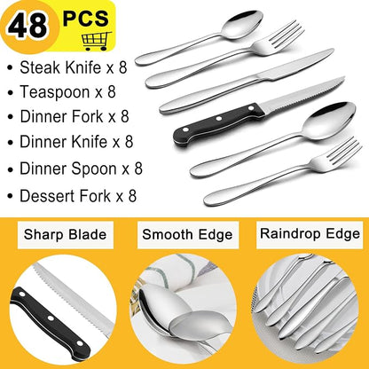 LIANYU 48-Piece Silverware Set for 8 - Image 2