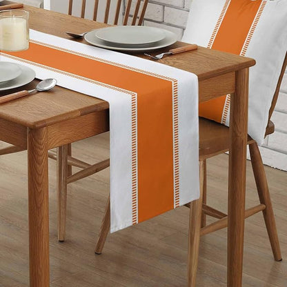 Farmhouse Orange Table Runners 108 inches Long, Modern Stripes Table Runner - Image 2