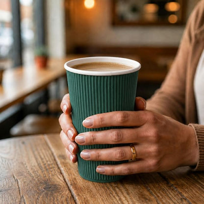 Restaurantware Ripple Wall Coffee Cups 500 Count 16 Ounce Insulated Forest - Image 5