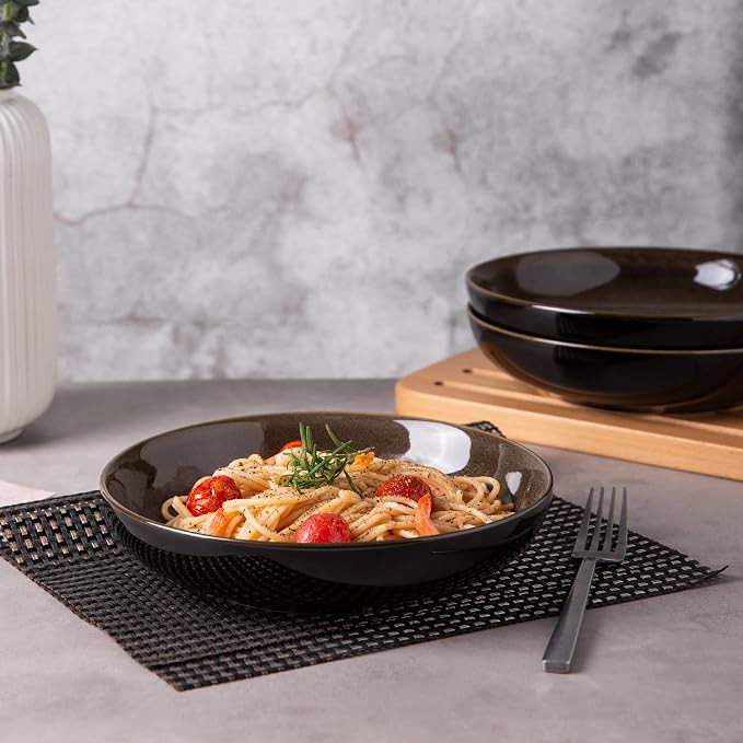LERATIO 9.0" Ceramic Pasta Bowls Set of 6, 38oz Large Stoneware Bowls Set | - Image 6