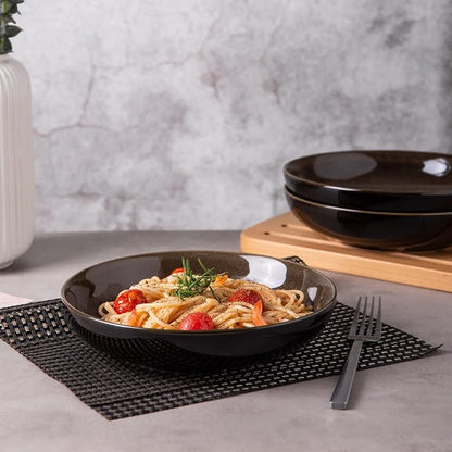 LERATIO 9.0" Ceramic Pasta Bowls Set of 6, 38oz Large Stoneware Bowls Set | - Image 6