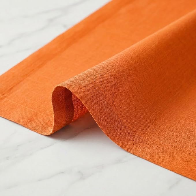 Solino Home 100% Pure Linen Dining Table Runner Orange, Fete 14 x 120 in | - Image 4