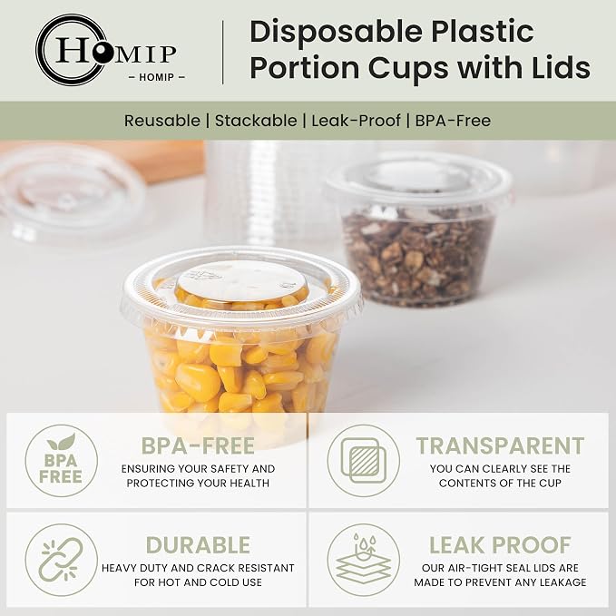 HOMIP 300PACK 4oz Plastic Portion Cups - Image 3
