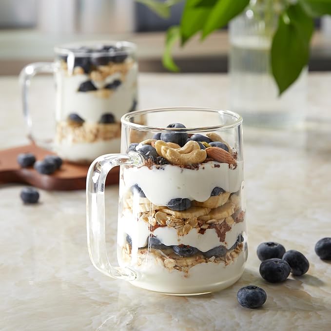 Glass Coffee Mugs, 16 oz Glass Coffee Cups Set of 2, Hot/Cold Beverages - Image 5