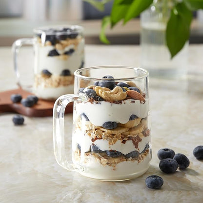 Glass Coffee Mugs, 16 oz Glass Coffee Cups Set of 2, Hot/Cold Beverages - Image 5