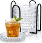 6 Pcs Glass Coasters with Holder Clear Drink Coasters Crystal Round Beverage by Remerry