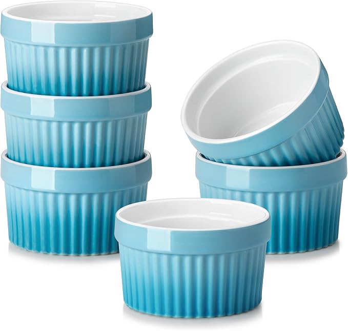 MALACASA Ramekins 6 oz Oven Safe, Small Ceramic Souffle Dishes by MALACASA