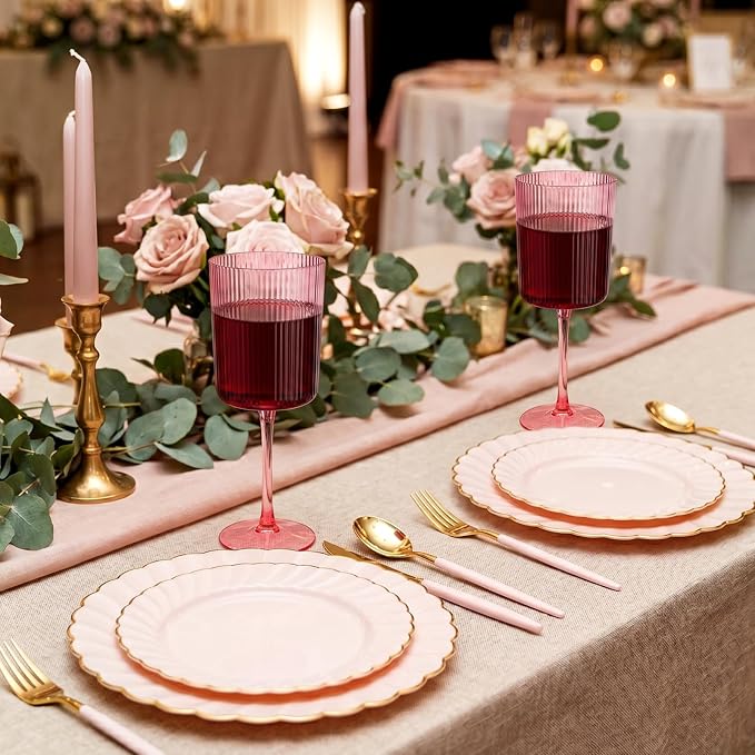 Ciaell 12 Pack Pink Plastic Wine Glasses - Image 8