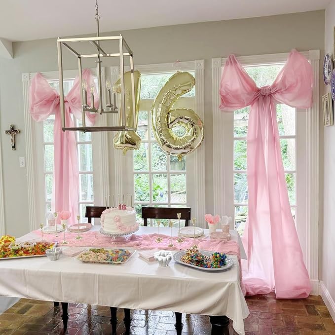 12 Pack Light Pink Table Runner Cheesecloth, Summer Rustic Sheer Gauze Table - Image 9