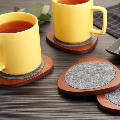 6 Pcs Mid Century Modern Coasters Wood Absorbent Coaster - Image 7