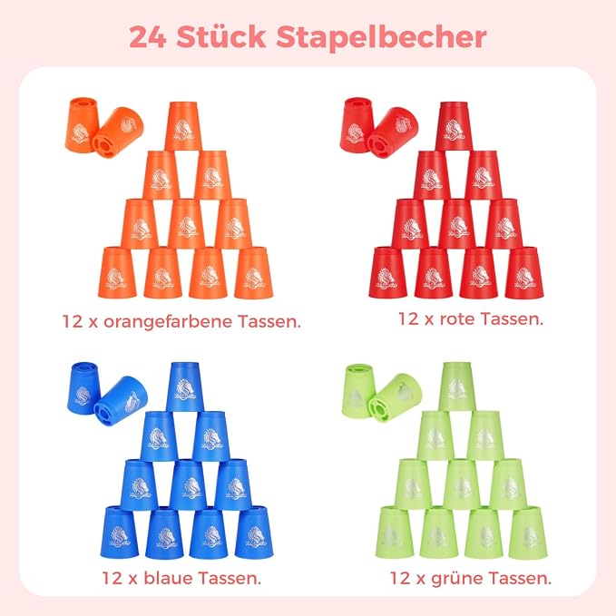 yeesport 48 Sport Stacking Cups Red/Blue/Green/Orange - Image 6