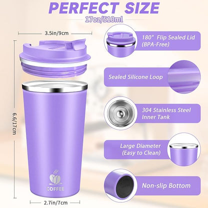 Insulated Travel Coffee Mug Reusable Coffee Tumbler Cup - Image 2