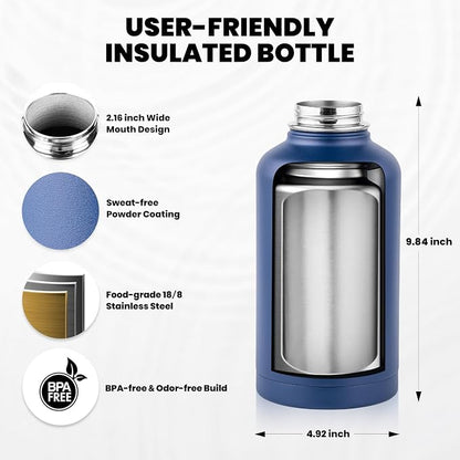 RAYMYLO Insulated Water Bottle 64 oz, Triple Wall Vacuum Stainless Steel | - Image 5