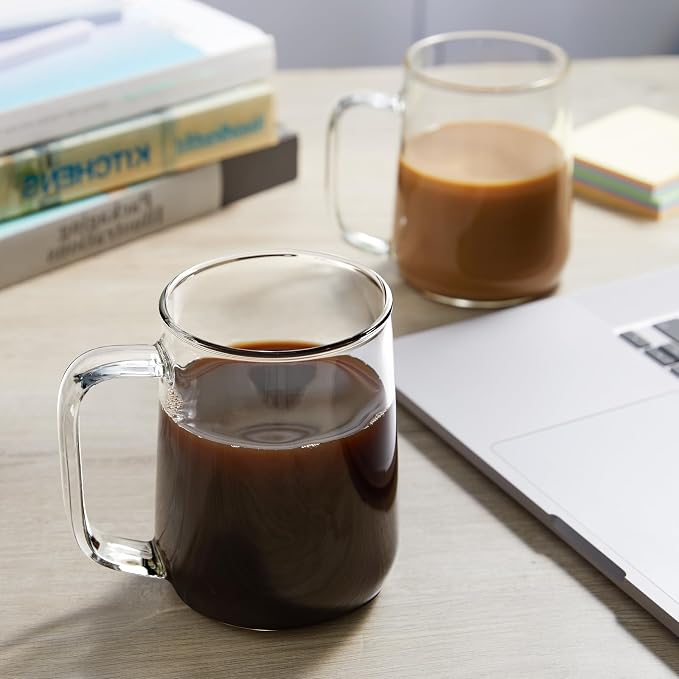 Large Glass Coffee Mugs, 20 oz Glass Coffee Cups Set of 4, Hot/Cold Beverages - Image 6