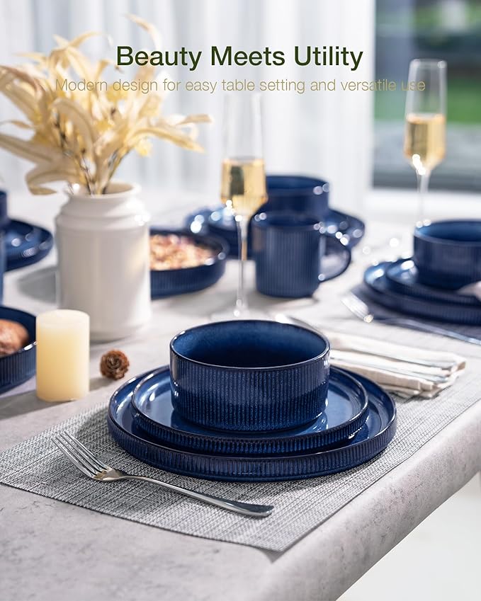 Famiware Star Stoneware Dinnerware Set, Reactive Glaze Plates & Bowls - Image 2