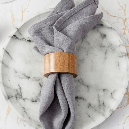 MyGift Set of 6 Acacia Wood Round Napkin Rings, Rustic Dinner Table Decor | - Image 7