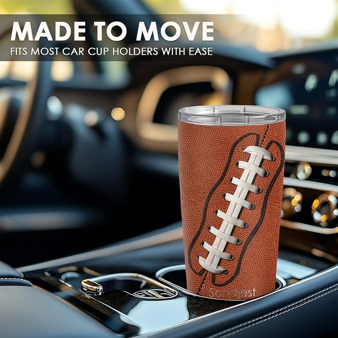 SANDJEST Football Tumbler 20oz Stainless Steel Insulated, Travel Coffee Cup - Image 6