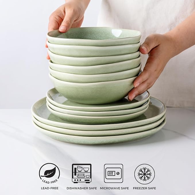 AmorArc Ceramic Cereal Bowls Set of 6, 24 oz Handmade Stoneware Bowls - Image 3