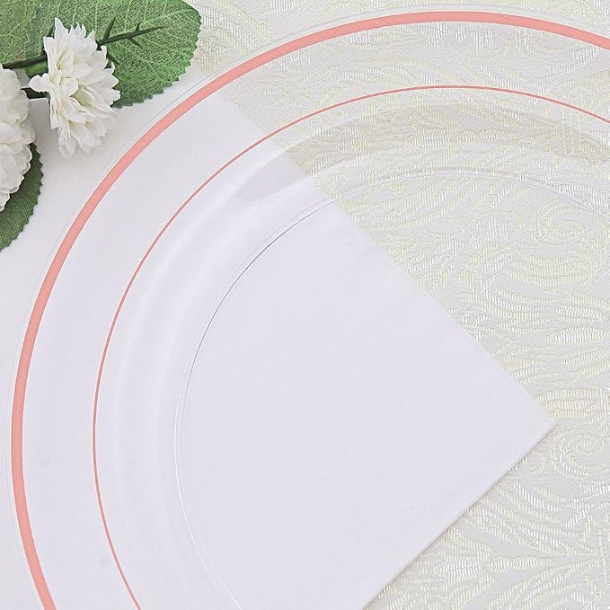 I00000 50 Pcs Rose Gold Plastic Plates, Disposable Party Set Include: 50 Clear - Image 3