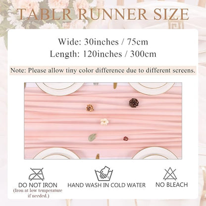 10FT Peach Pink Chiffon Table Runner 30x120 Inches Boho Rustic Sheer Fabric - Image 3