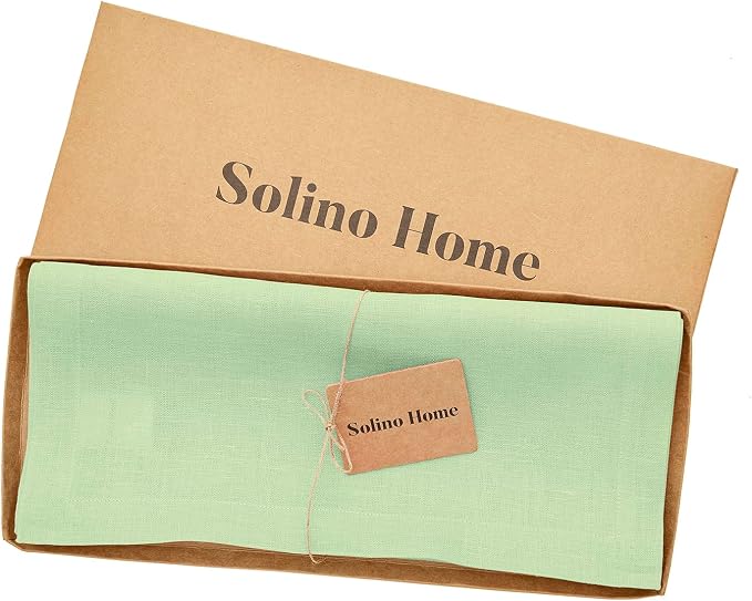 Solino Home 100% Linen Table Runner Pastel Green Woven, Fete 14 x 60 in | Table - Image 7