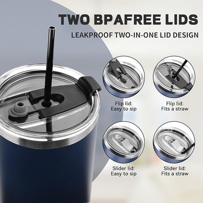 40 oz Tumbler with Lids and Straws, Stainless Steel Insulated Coffee Tumbler - Image 5
