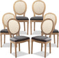 SoarFlash French Dining Chairs Set of 6, Vantage Dining Chair with Round Back, Farmhouse Country Rattan Dining Chair for Kitchen,Bedroom,Deep Grey