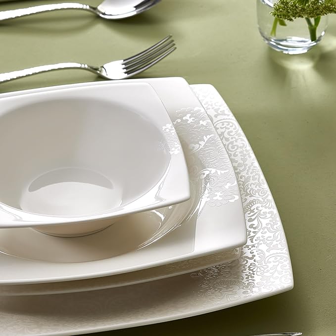 Karaca New Flava 24 Piece Porcelain Dinnerware Set for 6 People, Elegant Porcelain Dishware with Dinner, Pasta, Side Plates, Bowls, Kitchen Essentials Durable, Resistant, Ideal for Dinner Serving