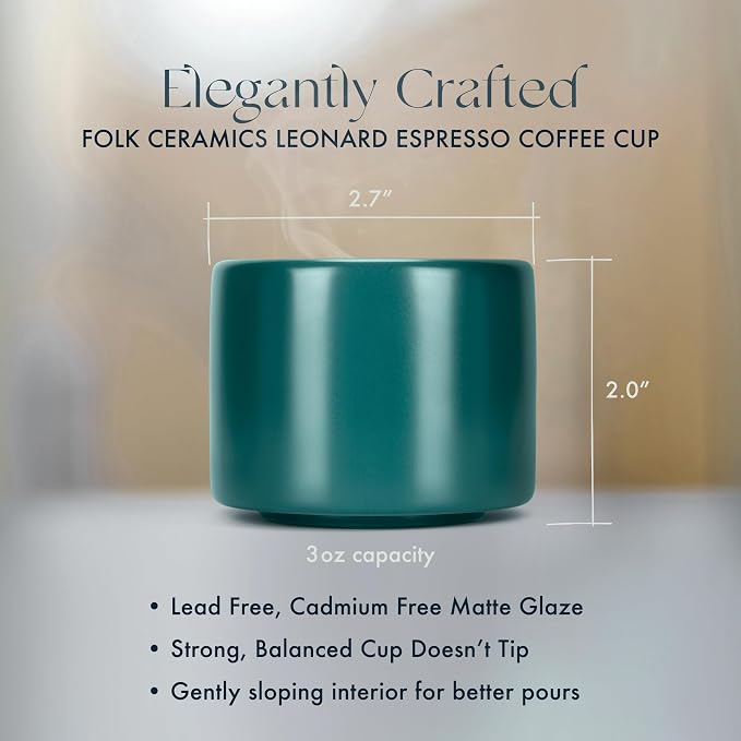 Folk Ceramics Leonard Ceramic Espresso Cups, Thick Walled, Handleless, - Image 4