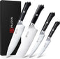PAUDIN Kitchen Knife Set, 4 Pieces Chef Knife Set, High Carbon Stainless Steel Knife Set, Ultra-Sharp Knives Set for Kitchen with Ergonomic Wooden Handle, Gifts for Men and Women