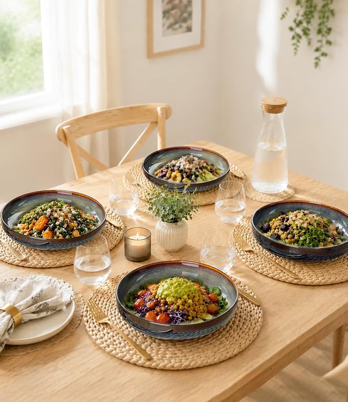 8.5" Ceramic Pasta Bowls Set of 4, Salad Bowls | Versatile Serving Bowls - Image 6
