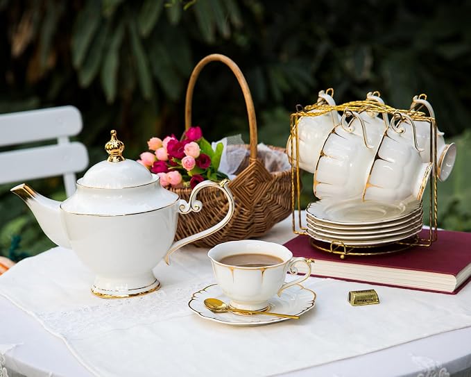 ACMLIFE Tea Sets for Adults Fine Bone China Tea Set for 6, Porcelain Teapot - Image 5