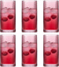 Physkoa Rose Red Ribbed Drinking Glasses Set of 6 – Vintage Embossed Highball by Physkoa