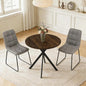 31.5" Round Dining Table Chairs Set for 2, Small Dining Table Chairs Set Space-Saving, Small Dinette Sets for 2 for Kitchen Dining Room Apartment(Walnut Table + Gray Chairs)