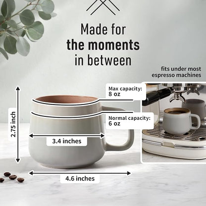Ava Nord Small Stoneware Ceramic Coffee Mugs Set of 4 | 6 oz | Sage Ash | - Image 2