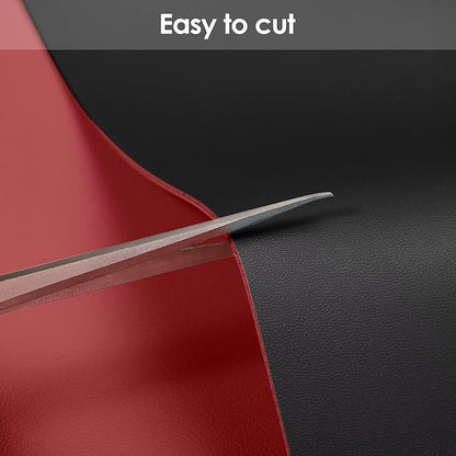 Leather Desk Mat,1.8mm Thick,14x60 Inch Desk Cover,Desk Protector Mat,Dresser Cover Top,Nail Table Mat,Dresser Cover,Quartz Countertop Protector,Table Sticker Cover(Black+Wine Red,14x60)