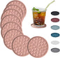 Silicone Coasters for Drinks[8 Pack, No Holder]- Cup Mat for Tabletop Protection-Non-Slip, Non-Stick, Coffee Table Decor, Great Gift for Any Occasion, Pink